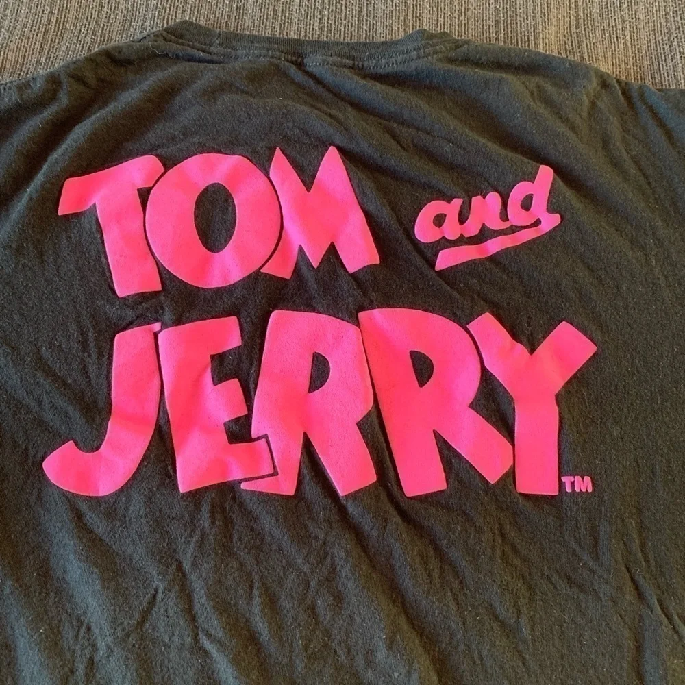 Vintage Disney Tom and Jerry Tee Top T-shirt Black Pink Size L